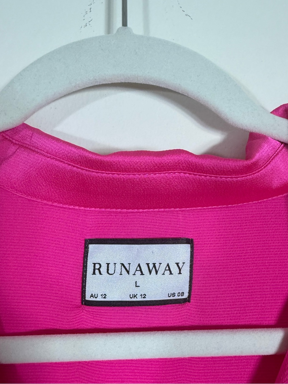 Runaway the Label Ruby Mini Shirt Dress Fuschia Pink Large Satin Neon - Picture 8 of 8